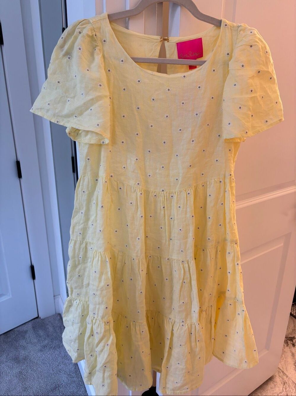 NWT Lilly Pulitzer Yellow Embroidered Tiered Mini Dress Jocelyn Linen Dress, Sma - Picture 6 of 11